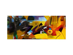 Glass splashback with metal backing in wide format - Kitchen tempered glass panel: Picasso applied to Kandinsky style 2