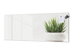 Glass splashback with metal backing in wide format - Kitchen tempered glass panel: Flower with vase