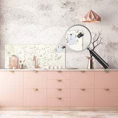 Glass splashback with metal backing in wide format - Kitchen tempered glass panel: Gas bubbles