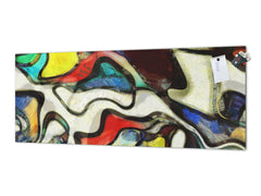 Stunning glass wall art - Wide format backsplash with w/ & w/o stainless steel back: Mondrian style painting