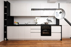 Stunning glass wall art - Wide format backsplash with w/ & w/o stainless steel back: Black and white African life
