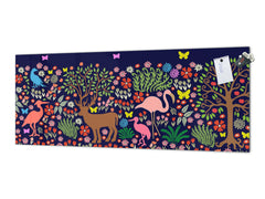 Stunning glass wall art - Wide format backsplash with w/ & w/o stainless steel back: Fantasy animals in forest