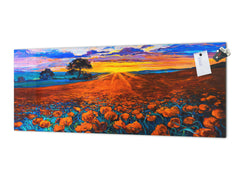 Wide-format tempered glass kitchen wall panel with metal backing - and without: Poppy fields