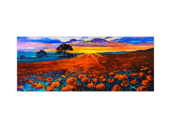 Wide-format tempered glass kitchen wall panel with metal backing - and without: Poppy fields