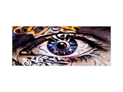 Wide-format tempered glass kitchen wall panel with metal backing - and without: Magic eye - oil on canvas