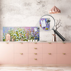 Wide format Wall panel with magnetic and non-magnetic metal sheet backing: Fresh flowers oil on canvas