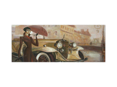 Wide format Wall panel with magnetic and non-magnetic metal sheet backing: Girl under the umbrella by R. Nagon