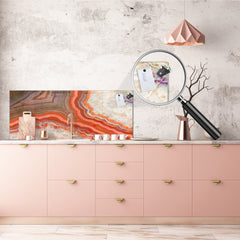 Wide format Wall panel with magnetic and non-magnetic metal sheet backing: Red agate mineral