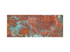Wide format Wall panel with magnetic and non-magnetic metal sheet backing: Copper with green oxidation