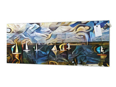 Wide format Wall panel with magnetic and non-magnetic metal sheet backing: The yacht at regatta - style of Edward Munch