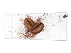 Toughened printed glass backsplash - Wide format steel coated wall glass backsplash: Coffee grains