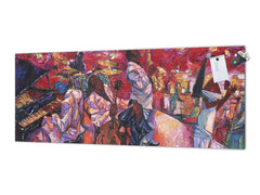 Toughened printed glass backsplash - Wide format steel coated wall glass backsplash: Jazz club series