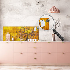 Toughened printed glass backsplash - Wide format steel coated wall glass backsplash: Tree by Gustav Klimt