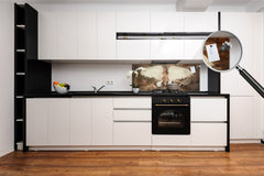 Toughened printed glass backsplash - Wideformat steel coated wall glass splashback: White archangel descended from heaven