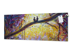 Toughened printed glass backsplash - Wideformat steel coated wall glass splashback: Lovers in dream forest