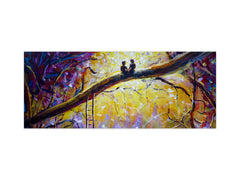 Toughened printed glass backsplash - Wideformat steel coated wall glass splashback: Lovers in dream forest