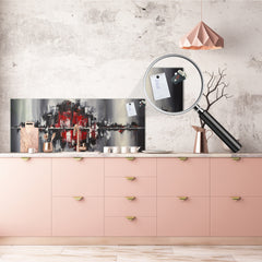 Toughened printed glass backsplash - Wideformat steel coated wall glass splashback: City landscape in dark