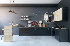 Toughened printed glass backsplash - Wideformat steel coated wall glass splashback: City landscape in dark