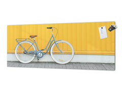 Toughened printed glass backsplash - Wideformat steel coated wall glass splashback: Retro bike