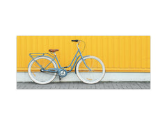 Toughened printed glass backsplash - Wideformat steel coated wall glass splashback: Retro bike