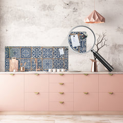 Toughened printed glass backsplash - Wideformat steel coated wall glass splashback: Tiles of Portugal - Europe