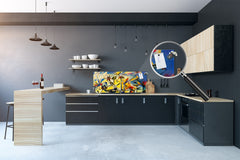 Toughened printed glass backsplash - Wideformat steel coated wall glass splashback: The flowers of the field