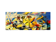 Toughened printed glass backsplash - Wideformat steel coated wall glass splashback: The flowers of the field