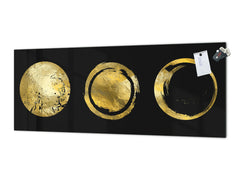 Toughened printed glass backsplash - Wideformat steel coated wall glass splashback: Golden vector frames 2