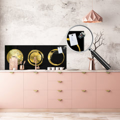 Toughened printed glass backsplash - Wideformat steel coated wall glass splashback: Golden vector frames 2