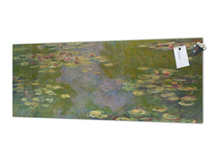 Toughened printed glass backsplash - Wideformat steel coated wall glass splashback: Water lilies by Claude Monet 1919