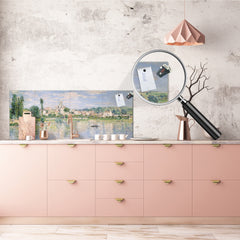 Toughened printed glass backsplash - Wideformat steel coated wall glass splashback: Vetheuil in Summer by Claude Monet