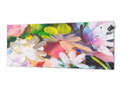 Tempered Glass magnetic and non magnetic splash-back in wide-format: Impressionist flower painting
