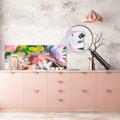 Tempered Glass magnetic and non magnetic splash-back in wide-format: Impressionist flower painting