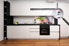 Tempered Glass magnetic and non magnetic splash-back in wide-format: Impressionist flower painting