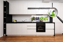 Tempered Glass magnetic and non magnetic splash-back in wide-format: Collage of mixed color fruits 2