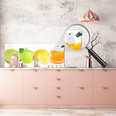 Tempered Glass magnetic and non magnetic splash-back in wide-format: Collage of mixed color fruits 3