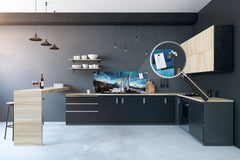 Tempered Glass magnetic and non magnetic splash-back in wide-format: Yacht in the city by Georges Braque