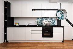 Tempered Glass magnetic and non magnetic splash-back in wide-format: Aerial view of snow mountain landscape