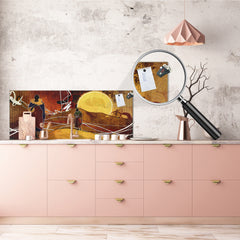 Tempered Glass magnetic and non magnetic splash-back in wide-format: African ethnic vintage