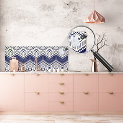 Tempered Glass magnetic and non magnetic splash-back in wide-format: Geometric folklore ornament