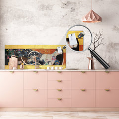 Wide-format glass kitchen panel with and w/o stainless steel metal back-coating: Judith I by Gustav Klimt