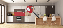 Glass kitchen panel with and w/o stainless steel back-coating: Dark Red