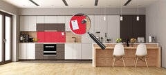 Glass kitchen panel with and w/o stainless steel back-coating: Red