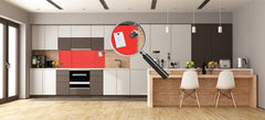 Glass kitchen panel with and w/o stainless steel back-coating: Bright Red