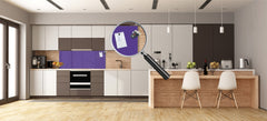 Glass kitchen panel with and w/o stainless steel back-coating: Purple