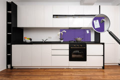 Glass kitchen panel with and w/o stainless steel back-coating: Purple