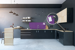 Glass kitchen panel with and w/o stainless steel back-coating: Dark Violet