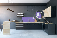 Glass kitchen panel with and w/o stainless steel back-coating: Lavender