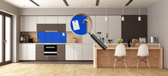 Glass kitchen panel with and w/o stainless steel back-coating: Egyptian Blue