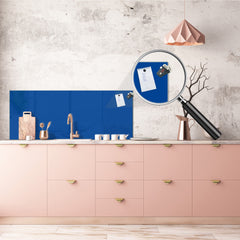Glass kitchen panel with and w/o stainless steel back-coating: Blue